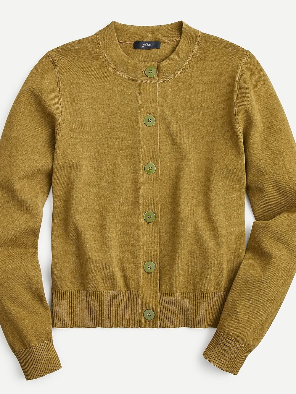 Wanted: J. Crew Olive Green Crewneck Button Cardigan Sweater